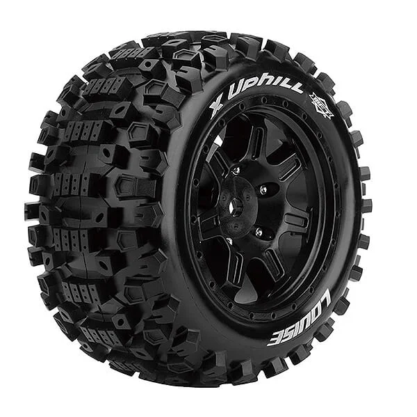 Louise RC X-Uphill Tyres Mounted on Black Traxxas X-MAXX 24mm Hex Wheels (2)