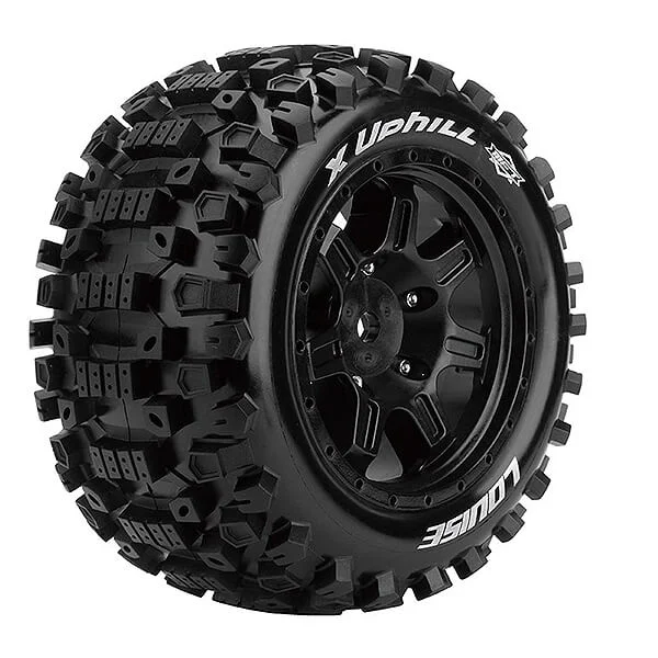 Louise RC X-Uphill Tyres Mounted on Black Arrma Kraton 8S 24mm Hex Wheels (2)