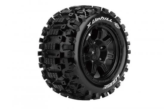 Louise RC X-Uphill Tyres Mounted on Black Arrma Kraton 8S 24mm Hex Wheels (2) — image 2 of 2