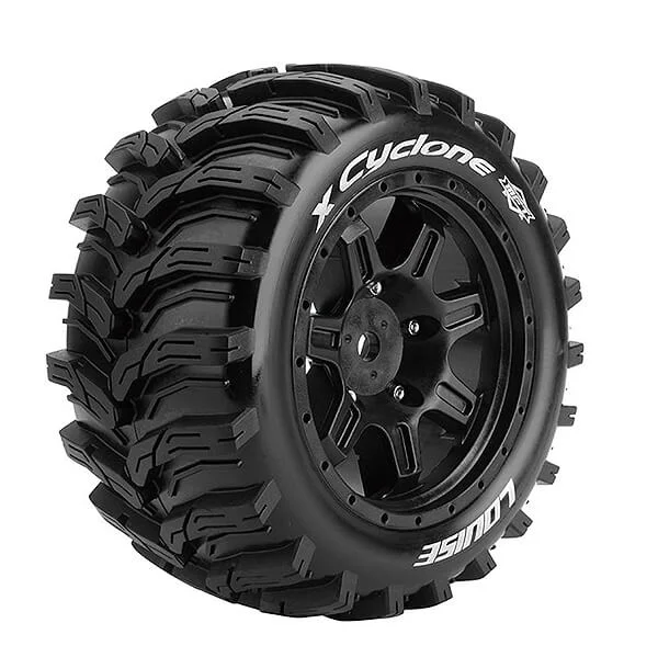 Louise RC X-Cyclone Tyres Mounted on Black Traxxas X-MAXX 24mm Hex Wheels (2)