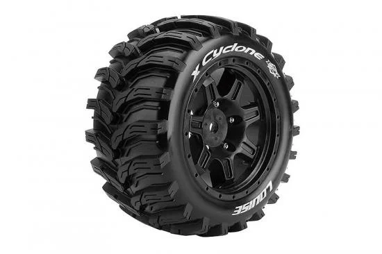 Louise RC X-Cyclone Tyres Mounted on Black Traxxas X-MAXX 24mm Hex Wheels (2) — image 2 of 2