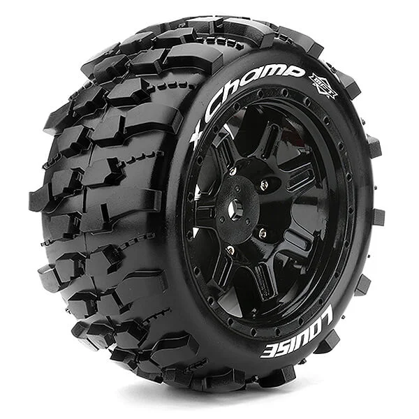 Louise RC X-Champ Tyres Mounted on Black Traxxas X-MAXX 24mm Hex Wheels (2)