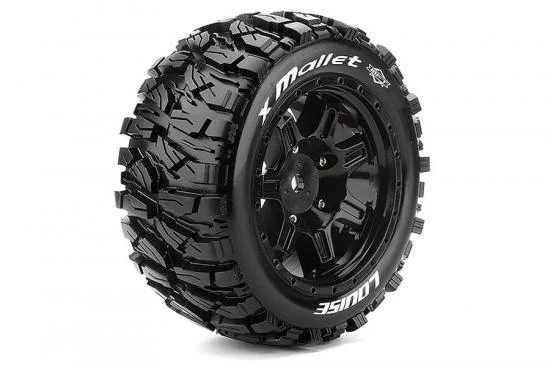 Louise RC X-Mallet Tyres Mounted on Black Traxxas X-MAXX 24mm Hex Wheels (2) &mdash; image 2 of 2