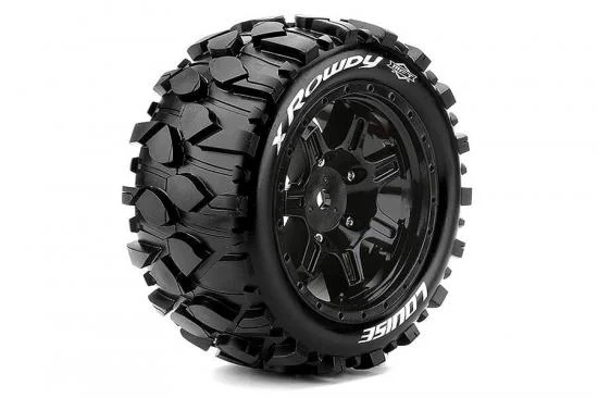 Louise RC X-Rowdy Tyres Mounted on Black Arrma Kraton 8S 24mm Hex Wheels (2) — image 2 of 2