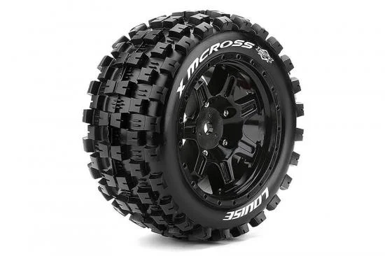 Louise RC X-Mcross Tyres Mounted on Black Arrma Kraton 8S 24mm Hex Wheels (2) — image 2 of 2