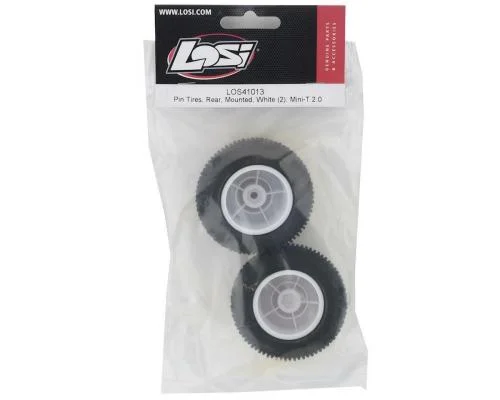 Pin Tires - Rear - Mounted - White (2): Mini-T 2.0 — image 2 of 2