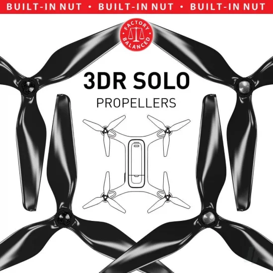 Master Airscrew 3MR-SL - 3-Blade 9x4.5 Prop C Set x4 Black, Built-in Nut for 3DR SOLO — image 3 of 7