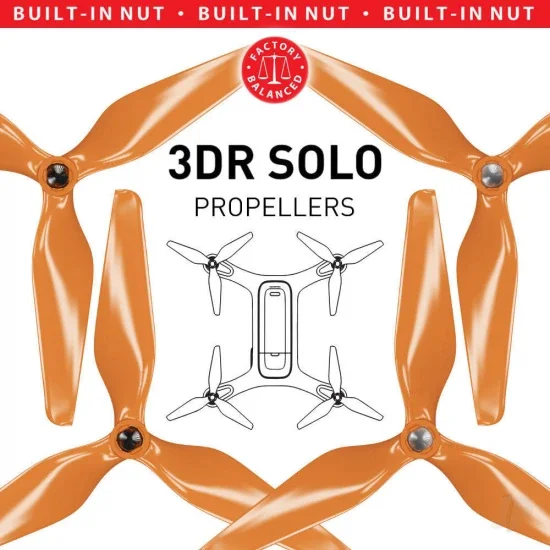 Master Airscrew 3MR-SL - 3-Blade 9x4.5 Prop C Set x4 Orange, Built-in Nut for 3DR SOLO — image 3 of 7