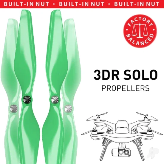 Master Airscrew MR-SL - 10x4.5 Prop C Set x4 Green, Built-in Nut for 3DR SOLO — image 3 of 7