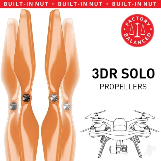 Master Airscrew MR-SL - 10x4.5 Prop C Set x4 Orange, Built-in Nut for 3DR SOLO — image 8 of 10