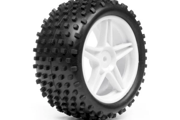 1:10 Buggy White Rear Wheel & Tyre Assembly