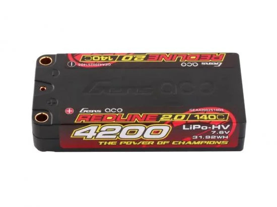 Gens Ace Redline 2.0 Race HV LiPo - 7.6V 4200mAh 140C RL2 Shorty - 5mm — image 3 of 5