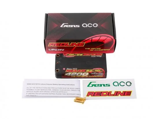 Gens Ace Redline 2.0 Race HV LiPo - 7.6V 4200mAh 140C RL2 Shorty - 5mm — image 5 of 5