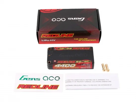 Gens Ace Redline 2.0 Race HV LiPo - 7.6V 4400mAh 140C RL2 Shorty - 5mm — image 5 of 5