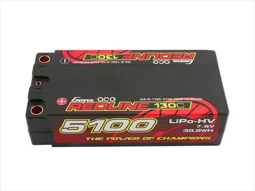 Gens Ace HV LiPo Shorty Hard Case - 2S 7.6V 5100mAh 130C - 5mm Tubes — image 1 of 3
