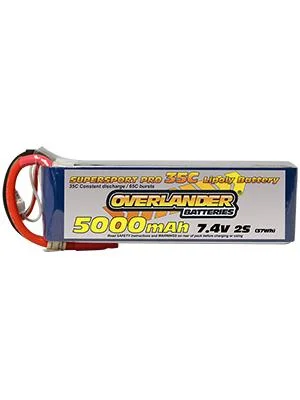Overlander 5000mAh 7.4V 2S 35C Supersport Pro LiPo Battery &mdash; image 3 of 3