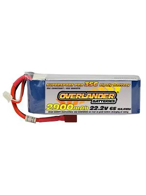 Overlander 2900mAh 22.2V 6S 35C Supersport Pro LiPo Battery — image 2 of 3