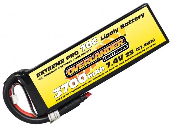 3700mAh 2S 7.4v 70C LiPo Battery - Overlander Extreme Pro &mdash; image 2 of 4