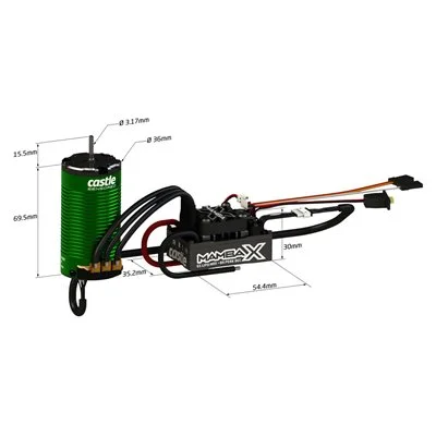 Castle Creations Mamba X SCT Extreme 1:10 ESC Sensored Combo With 1415-2400Kv Motor