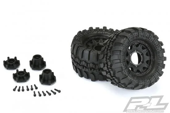ProLine Interco TSL SX Super Swamper 2.8 Tyres Mounted on Black Raid 6X30 Removable Hex Wheels - 12mm Hex &mdash; image 2 of 6
