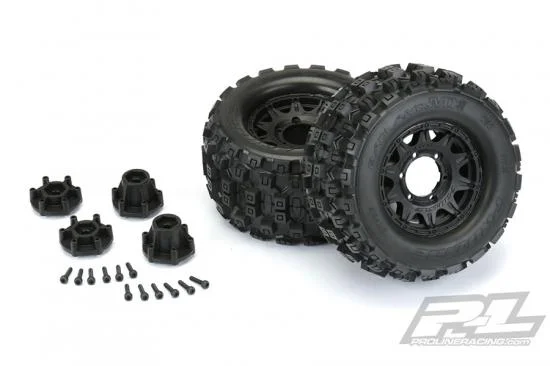 ProLine Badlands MX28 2.8 Tyres Mounted on Black Raid 6X30 Removable Hex Wheels - 12mm Hex — image 3 of 8