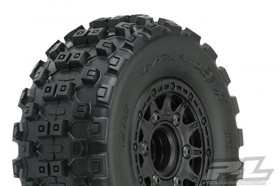 ProLine Badlands MX SC 2.2/3.0 M2 Tyres Mounted on Raid 6X30 Black Wheels (2) &mdash; image 9 of 10