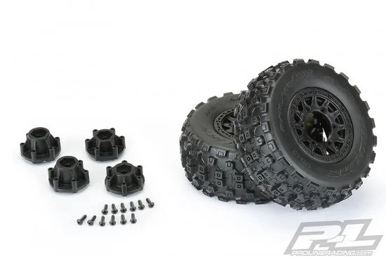 ProLine Badlands MX SC 2.2/3.0 M2 Tyres Mounted on Raid 6X30 Black Wheels (2) &mdash; image 7 of 10