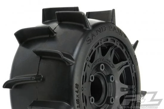 ProLine Sand Paw LP 2.8 Tyres Mounted on Black Raid 6X30 Wheels (2) — image 2 of 7