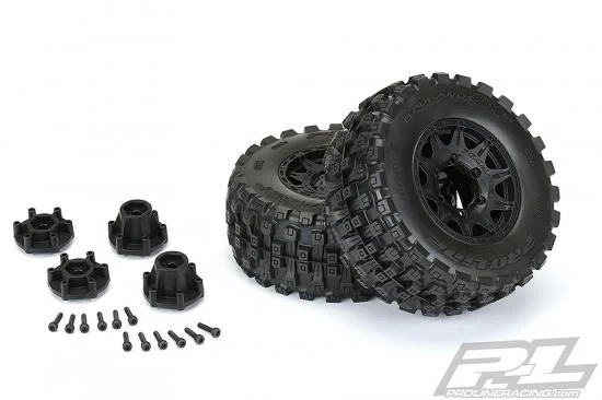 ProLine Badlands MX28 HP 2.8 Belted Tyres - Mounted On Black 6X30 Wheels - 12mm Hex — image 8 of 10