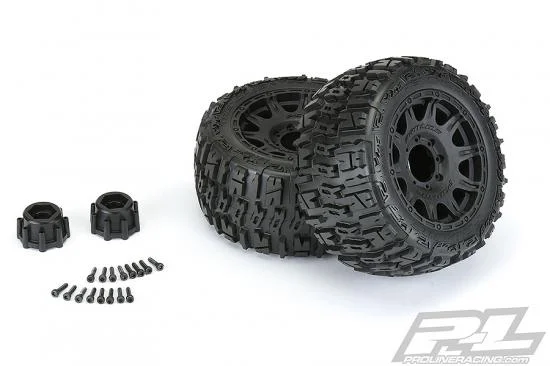 ProLine Trencher 3.8 LP Mounted on Black Raid 8x32 17mm Hex Wheels (2) — image 3 of 9