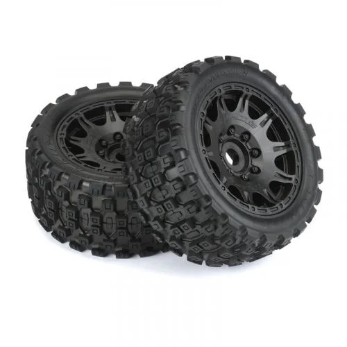 ProLine Badlands MX57 Tyres On Raid 5.7 Black 24mm Hex Wheels - Fit X-MAXX/Kraton 8S(2) &mdash; image 2 of 3