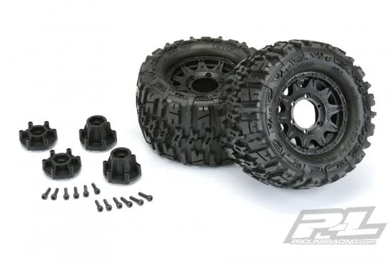 ProLine Trencher 2.8 Tyres Mounted on Black Raid 6X30 Removable Hex Wheels - 12mm Hex — image 4 of 9