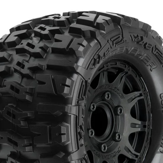 ProLine Trencher 2.8 Tyres Mounted on Black Raid 6X30 Removable Hex Wheels - 12mm Hex — image 1 of 9