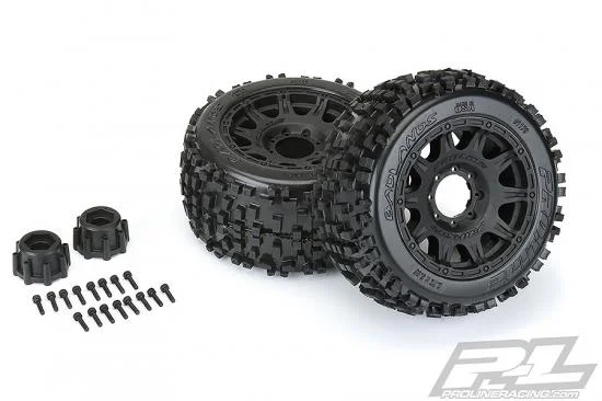 ProLine Badlands 3.8 Tyres Mounted on Raid Black 8X32 Wheels - 17mm Hex — image 8 of 11