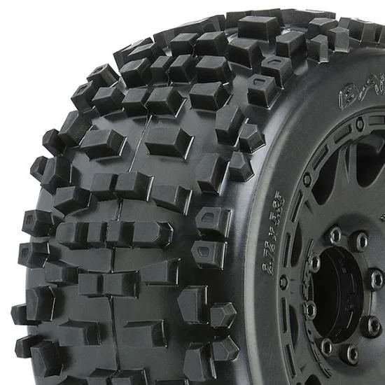 ProLine Badlands 3.8 Tyres Mounted on Raid Black 8X32 Wheels - 17mm Hex — image 1 of 11