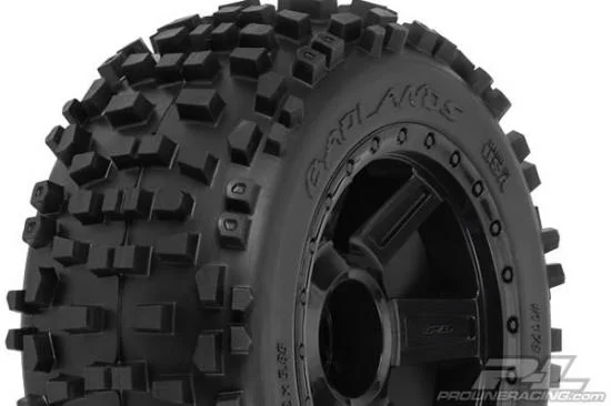 ProLine Badlands 3.8 Mounted on Black Desparado 1/2 Inch Offset Wheels - 17mm Hex — image 1 of 2