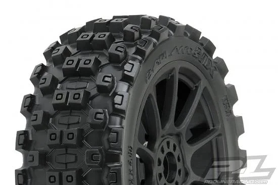 ProLine Badlands MX M2 Tyres Pre-Mounted on Mach 10 Black 1:8 Buggy Wheels (2) — image 9 of 10