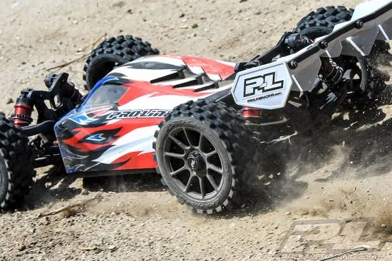 ProLine Badlands MX M2 Tyres Pre-Mounted on Mach 10 Black 1:8 Buggy Wheels (2) — image 6 of 10