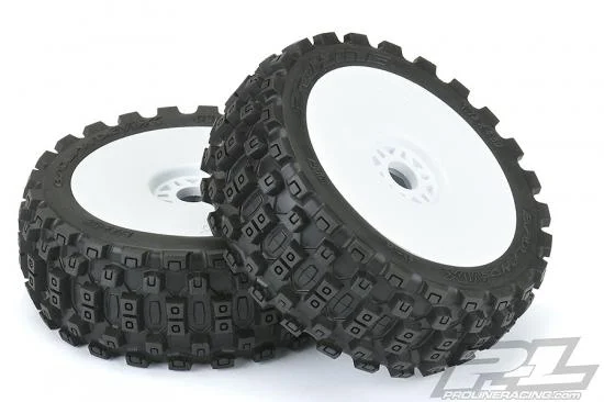 ProLine Badlands MX 1:8 Buggy M2 Tyres Pre Mounted on White Wheels (2) — image 2 of 7