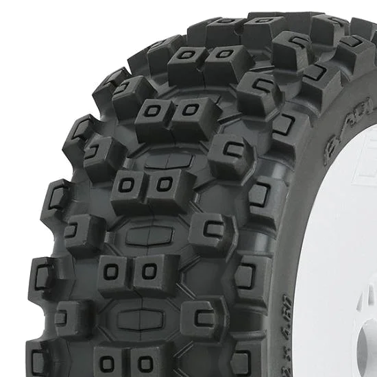 ProLine Badlands MX 1:8 Buggy M2 Tyres Pre Mounted on White Wheels (2) — image 1 of 7
