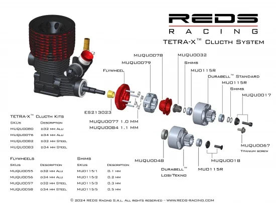 Reds Racing Clutch Tetra X Steel 34mm Adjustable 4 Shoes Clutch (Without Bell) — image 3 of 3