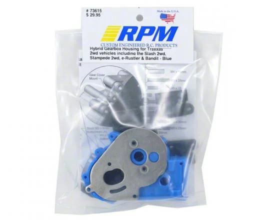 RPM Hybrid Gearbox Housing and Rear Mounts - Fits Traxxas 2WD Slash/Stampede/Rustler/Bandit - Blue &mdash; image 2 of 3