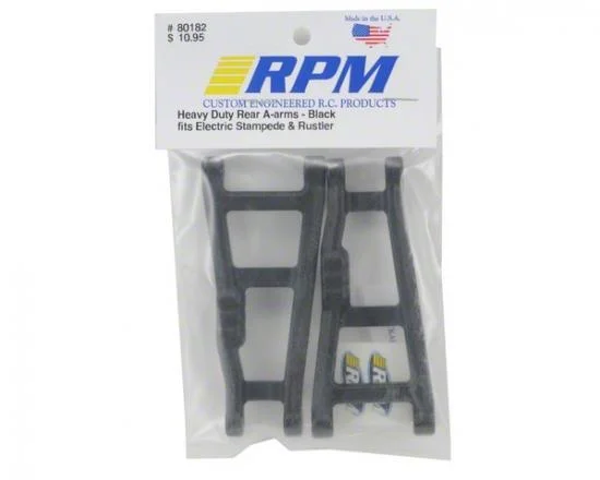RPM Rear Wishbone Arms - Fit Traxxas 2WD Rustler and Stampede (Upgrades - TRX3655) - Black &mdash; image 2 of 3