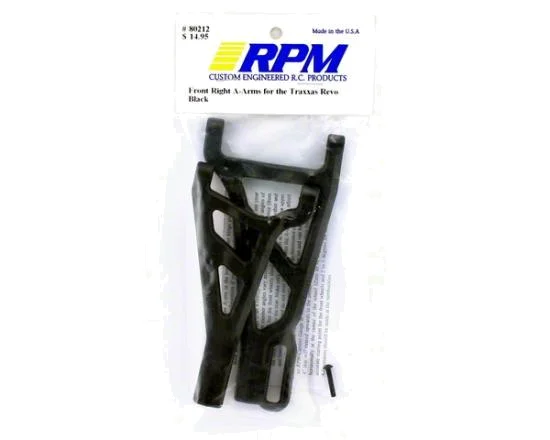 RPM Front Right Arms For Traxxas REVO - 1 Upper And 1 Lower - Black &mdash; image 2 of 3
