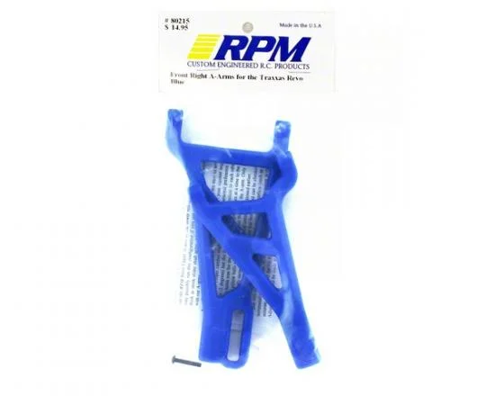 RPM Front Right Arms For Traxxas REVO - 1 Upper And 1 Lower - Blue &mdash; image 2 of 3