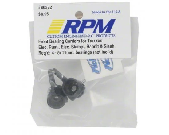 RPM Front Bearing Carriers For The Traxxas Slash, Rustler, Stampede, Bandit (Upgrades TRX3736) - Black &mdash; image 2 of 4