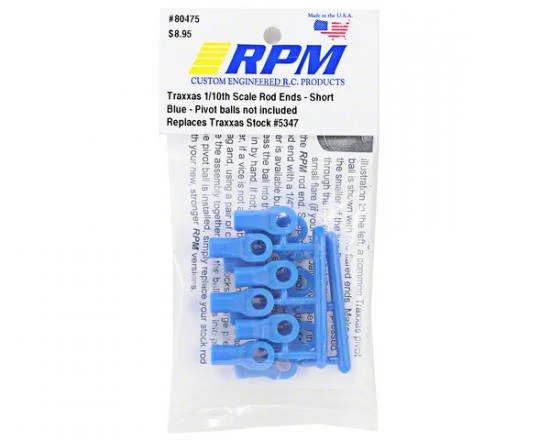 RPM Short Traxxas Rod Ends - Blue (12) (Upgrade for TRX5347) — image 2 of 3