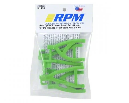 RPM Rear Arms For Traxxas 1:16 Mini E-REVO - Green &mdash; image 2 of 2