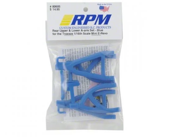 RPM Rear Arms For Traxxas 1:16 Mini E-REVO - Blue &mdash; image 2 of 3