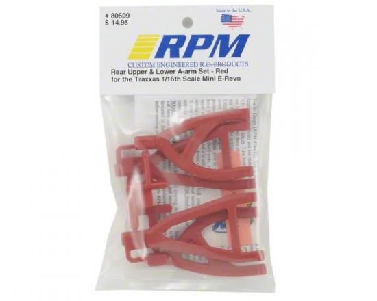 RPM Rear Arms For Traxxas 1:16 Mini E-REVO - Red — image 2 of 3